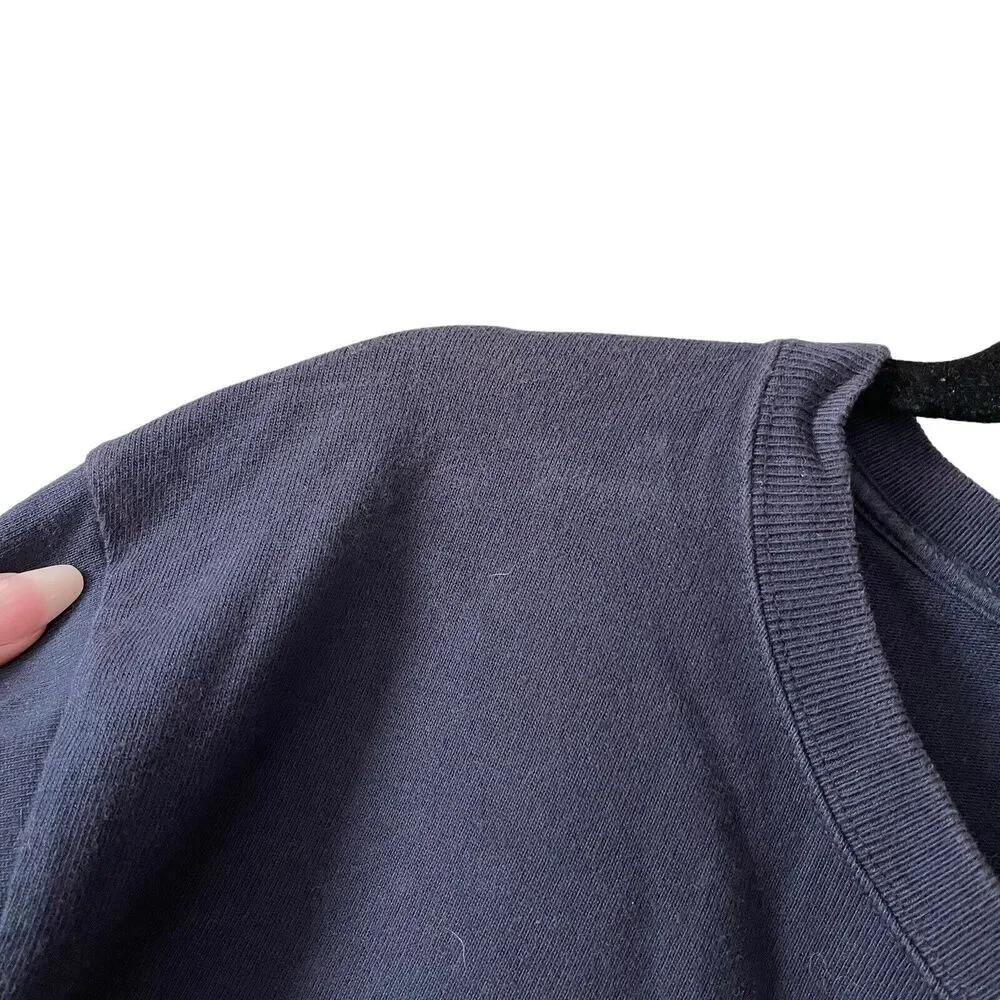 Roots Mens Medium Crewneck Sweatshirt Pullover Navy Blue Red White Colorblock